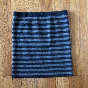 Club Monaco Black and Gray Wool Striped Pencil Skirt